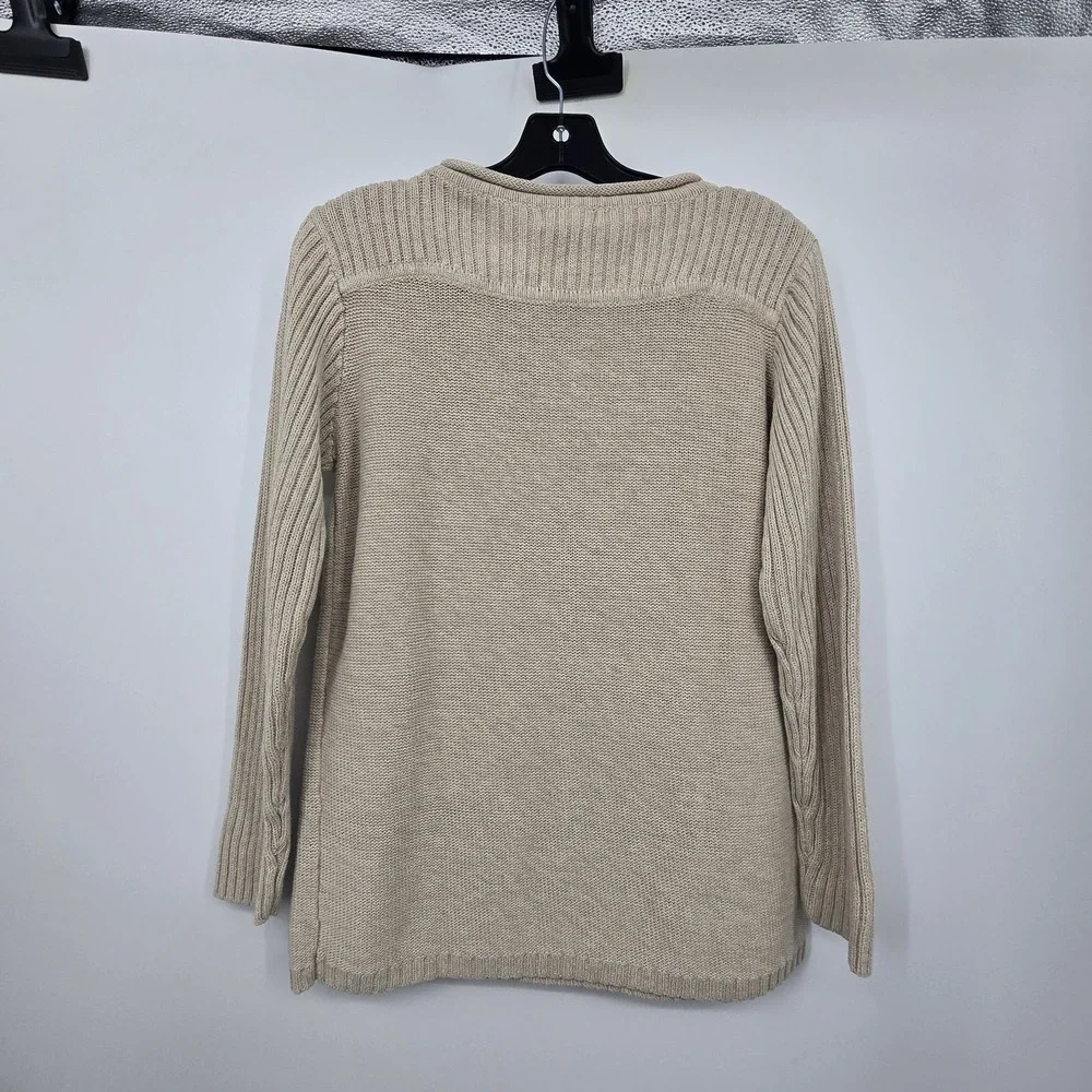 Vintage 90s Y2K Christopher Banks Cable Knit Sweater Women's SM Beige Minimalist